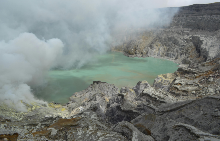 Lake in a Crater of a Volcano