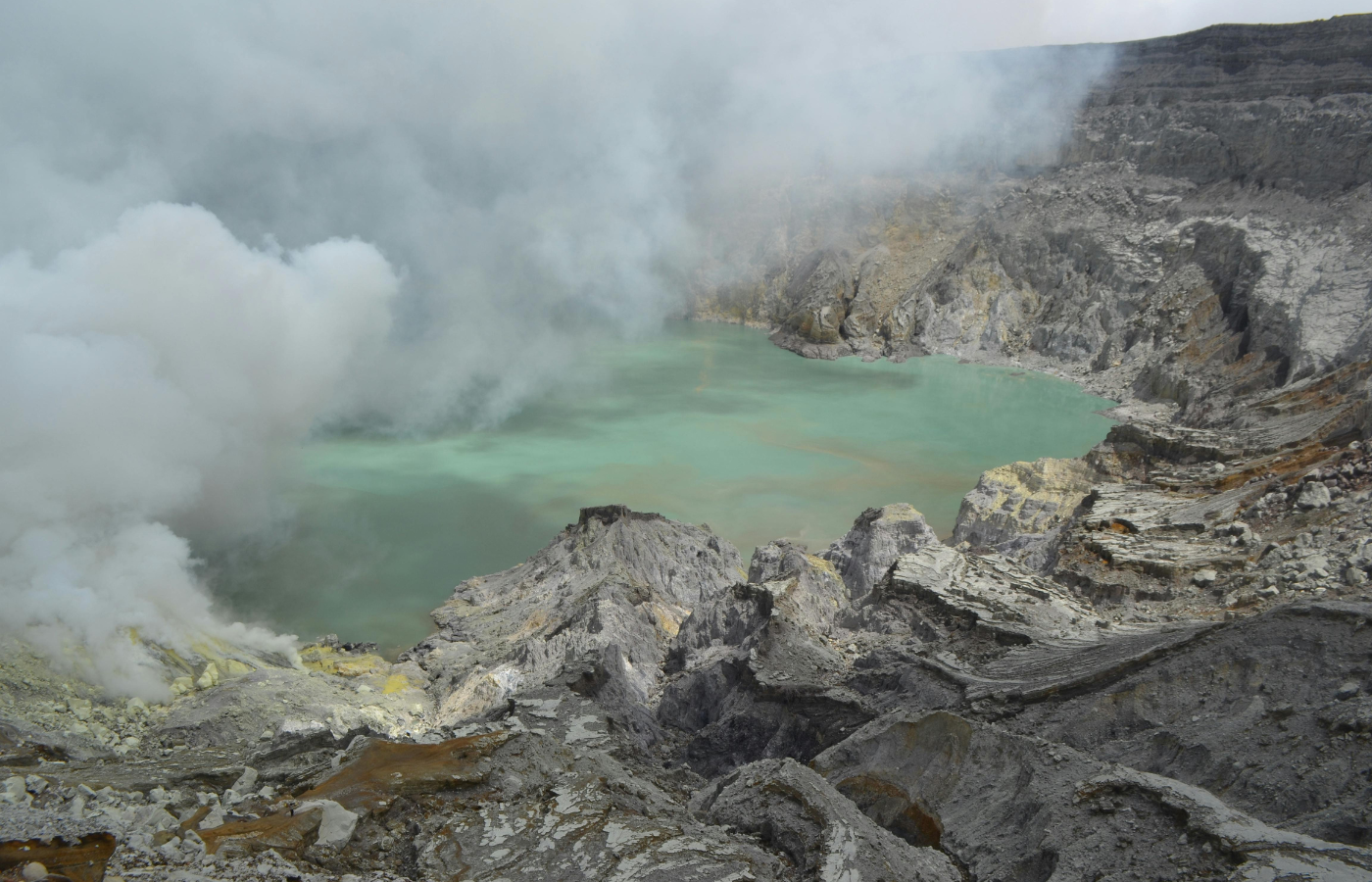 Lake in a Crater of a Volcano
