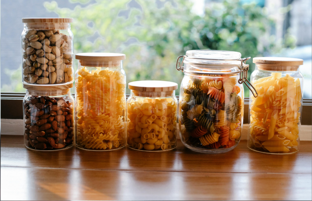 Food containers exposed to sunlight