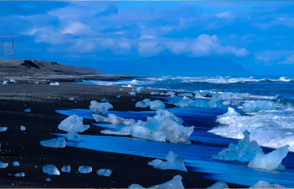 Ice pushing onto a shoreline