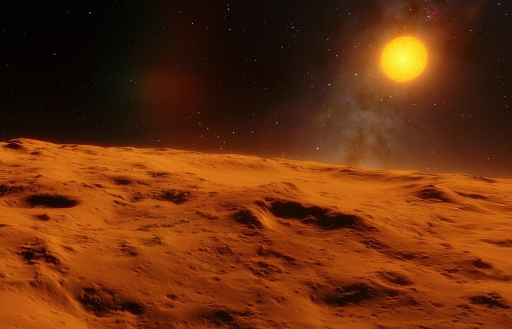 Fiery exoplanet glowing next to a bright star