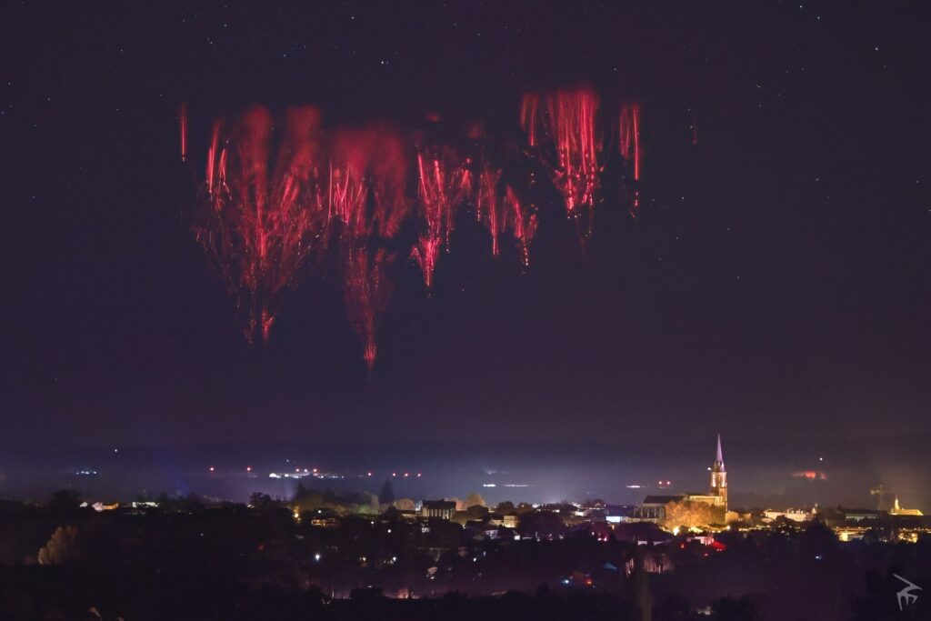 red sprites above city