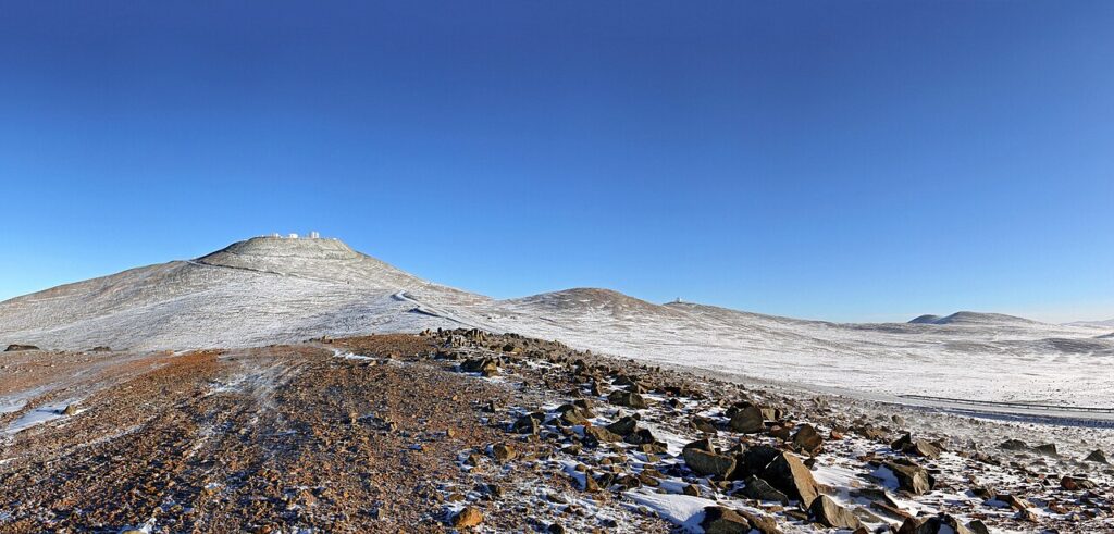 Snow in Paranal Observatory at Atacama Desert