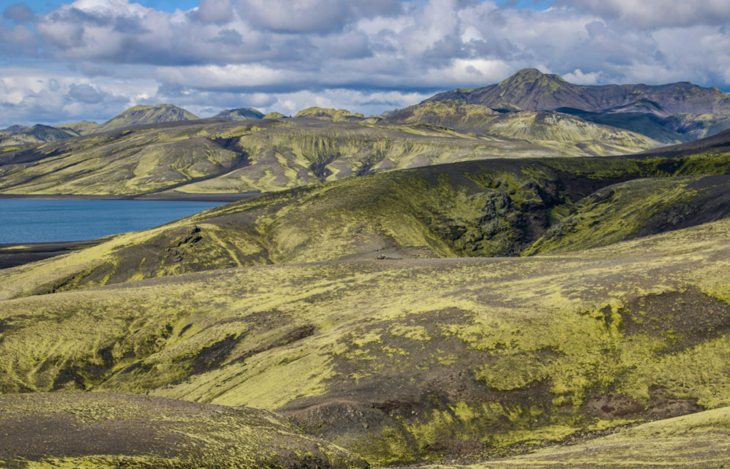 Aerial view of icelandic volcanic landscape