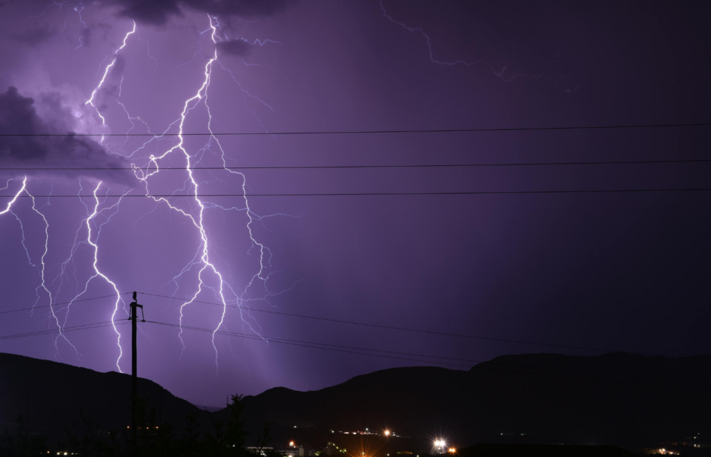 A thunderstorm over a Town