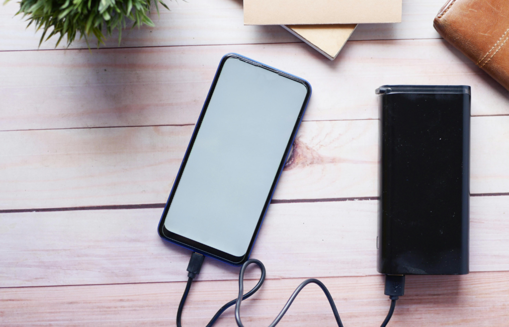 A Smartphone Charging With a Power Bank