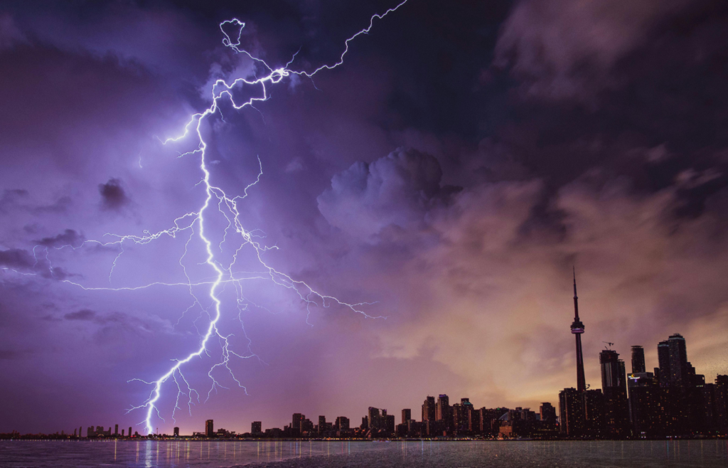 Lightning and dark clouds