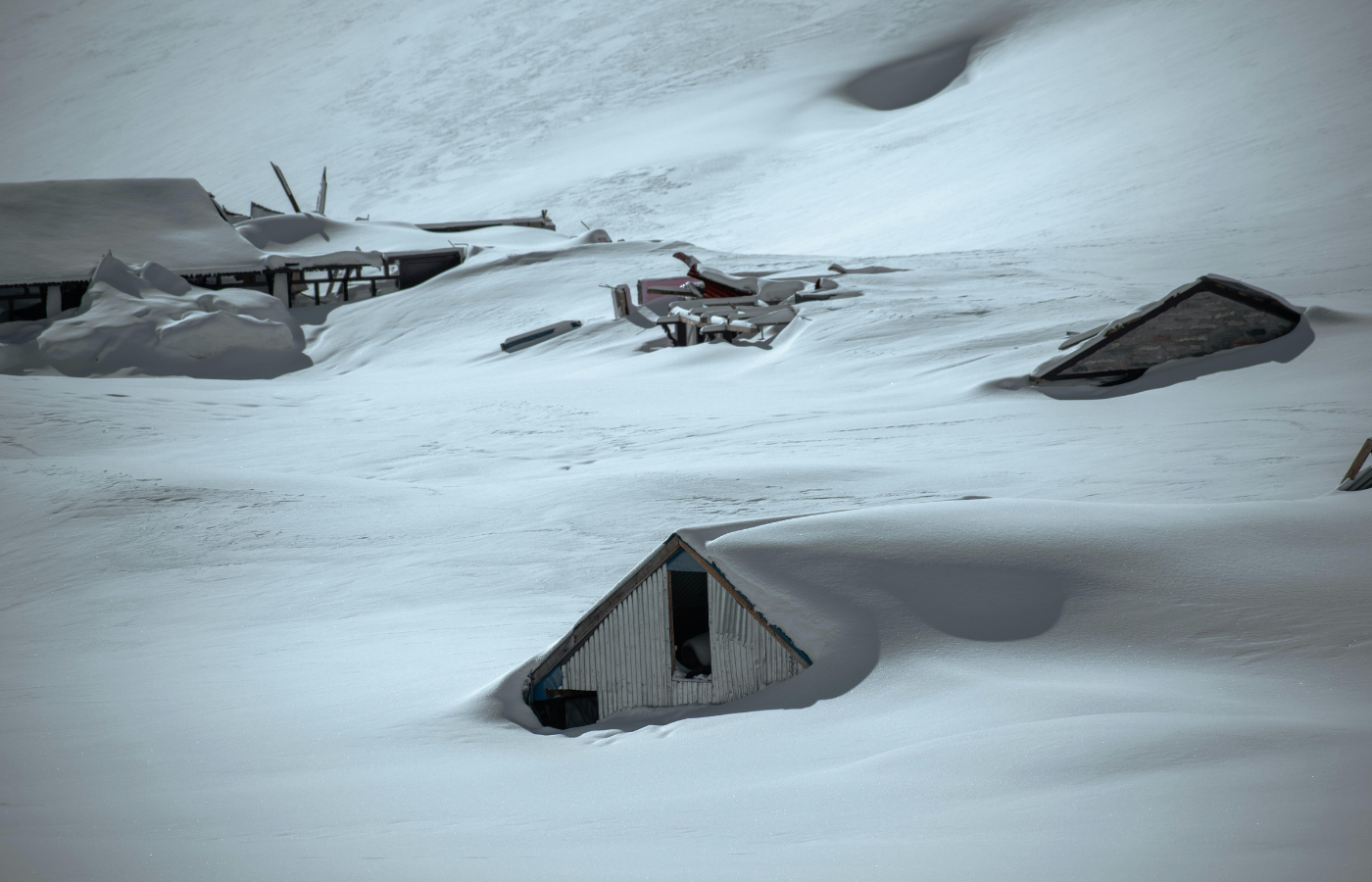 Houses Buried on Snow