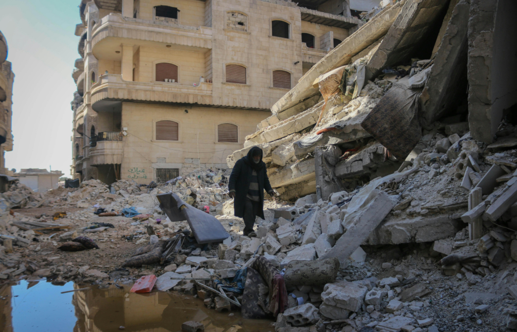 Man walking among Urban Ruins