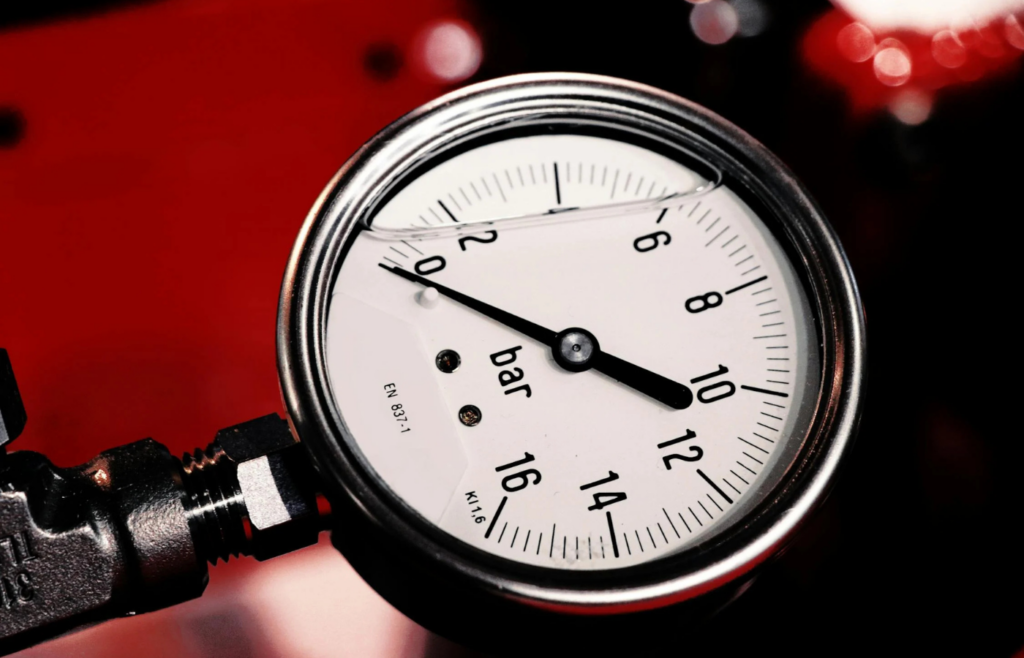 A barometer showing rapidly falling pressure