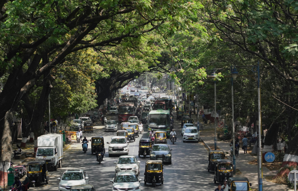 Bustling Urban Street Scene with Traffic