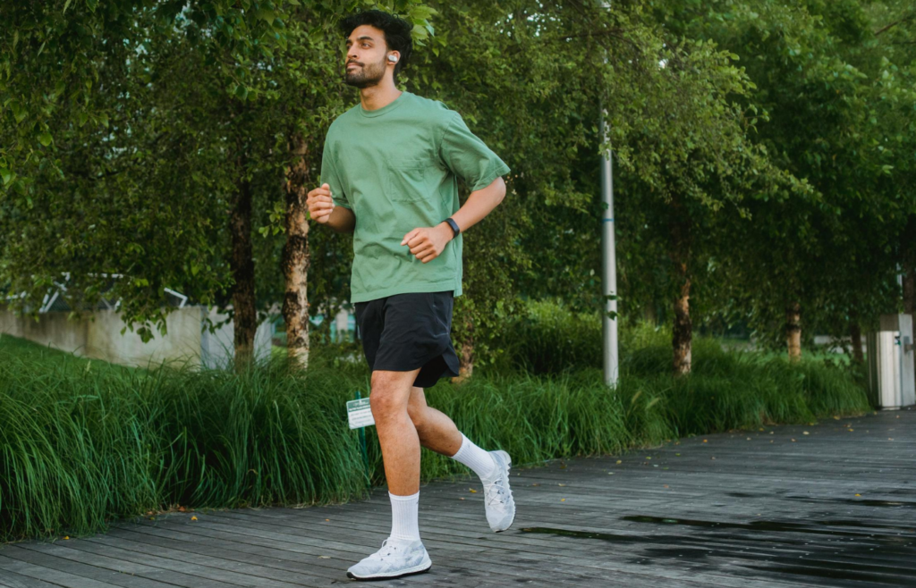 A person jogging in a park