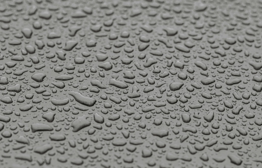 Water with an oily sheen on top