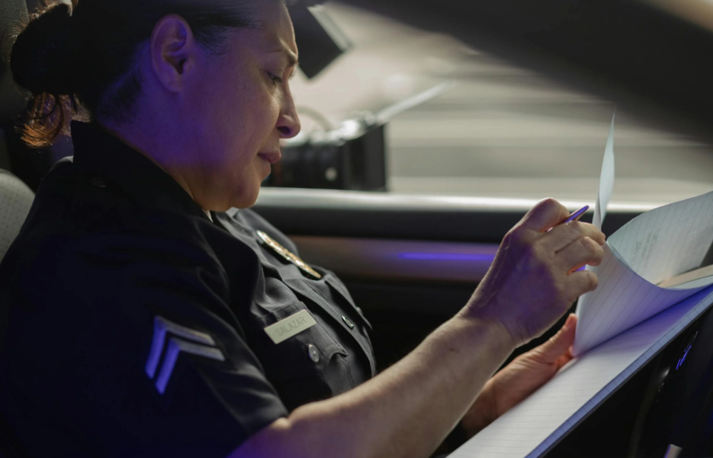  List of emergency contacts clipped to a car visor