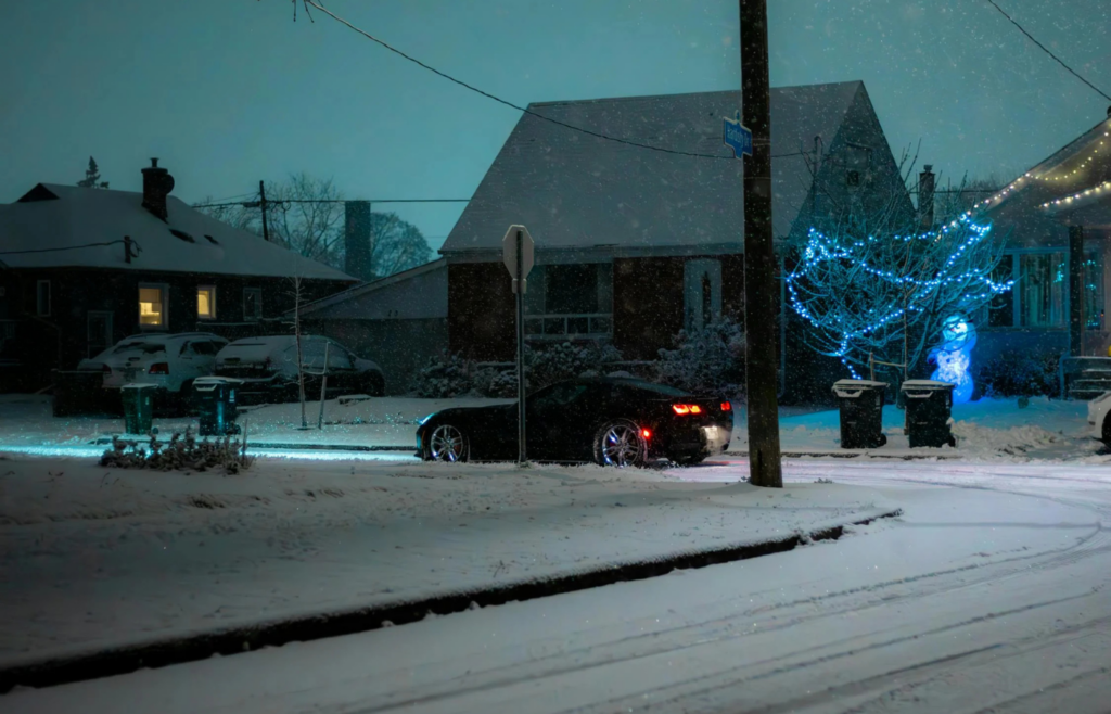House with closed curtains and no visible lights at night