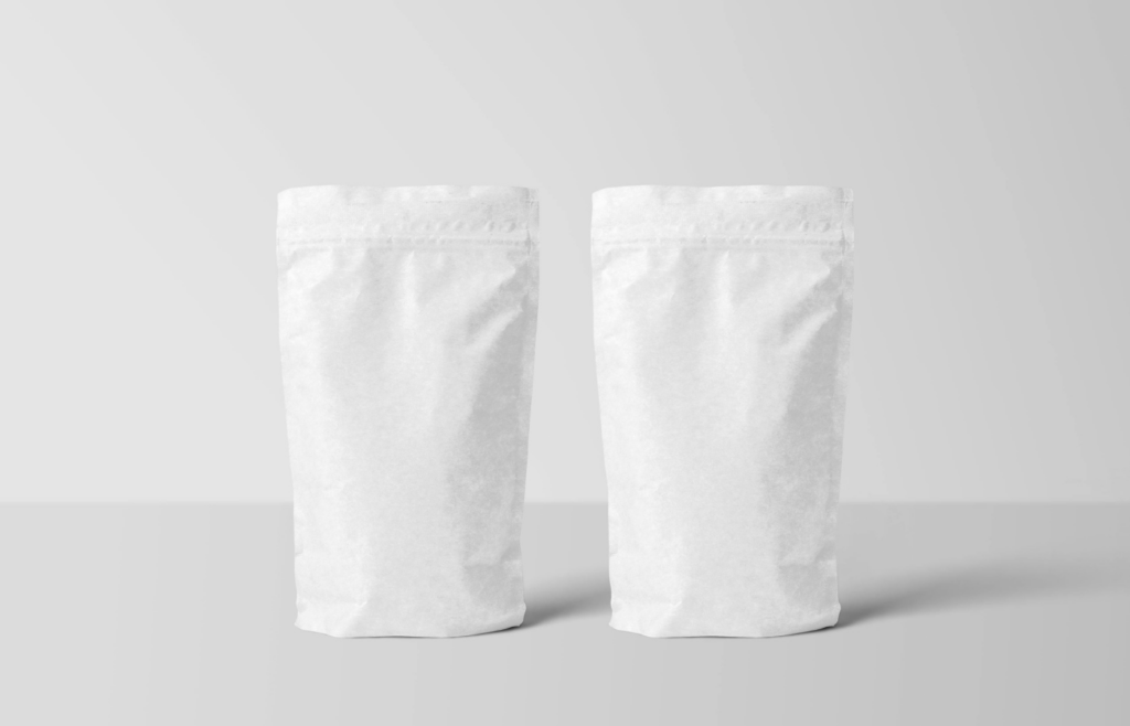 Two Stand Up Zipper Pouch on White Surface