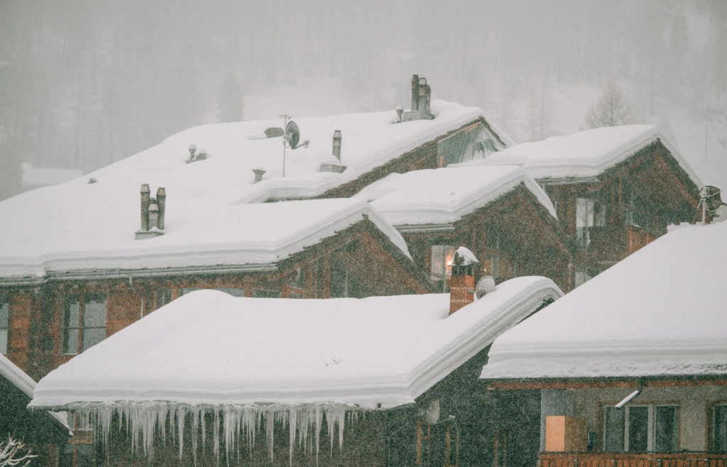 Snowy winter day in countryside