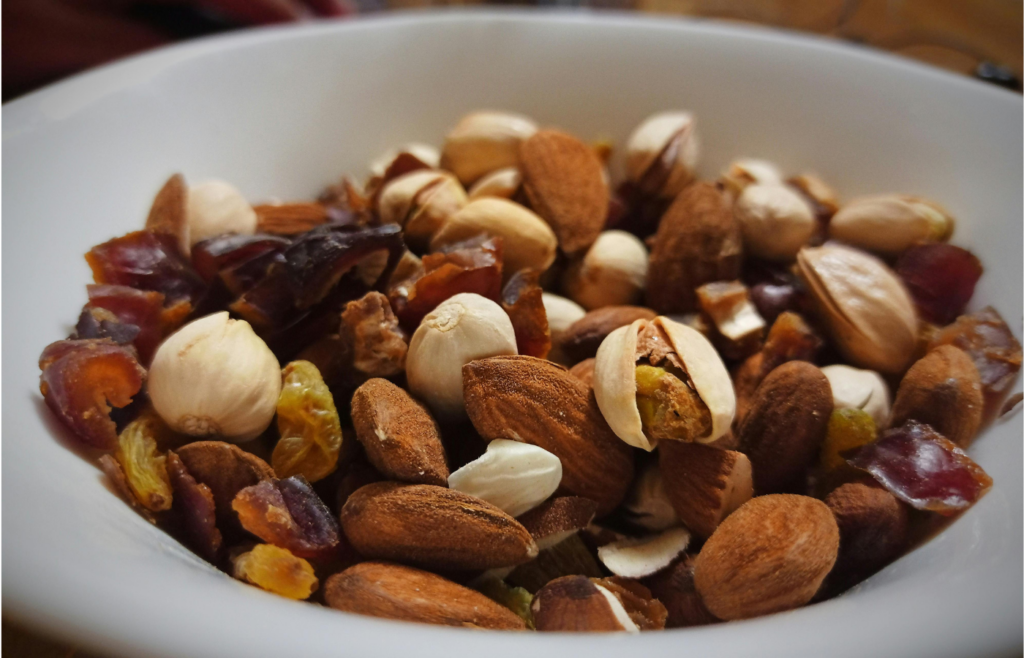 Close-up shot of a bowl with Dried Fruits