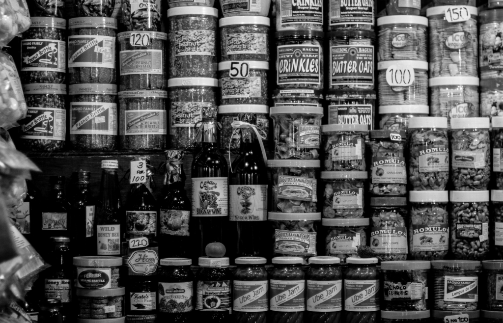 Monochrome Photo Of Pile Of Containers