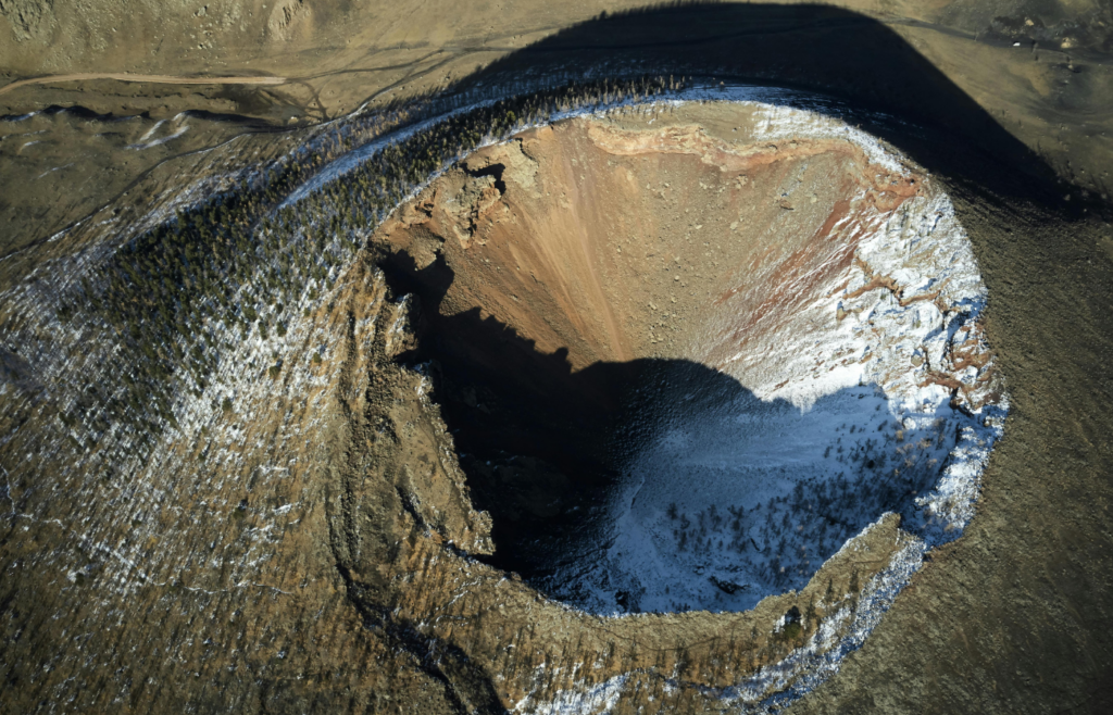 Mount Tambora volcano on sunny day