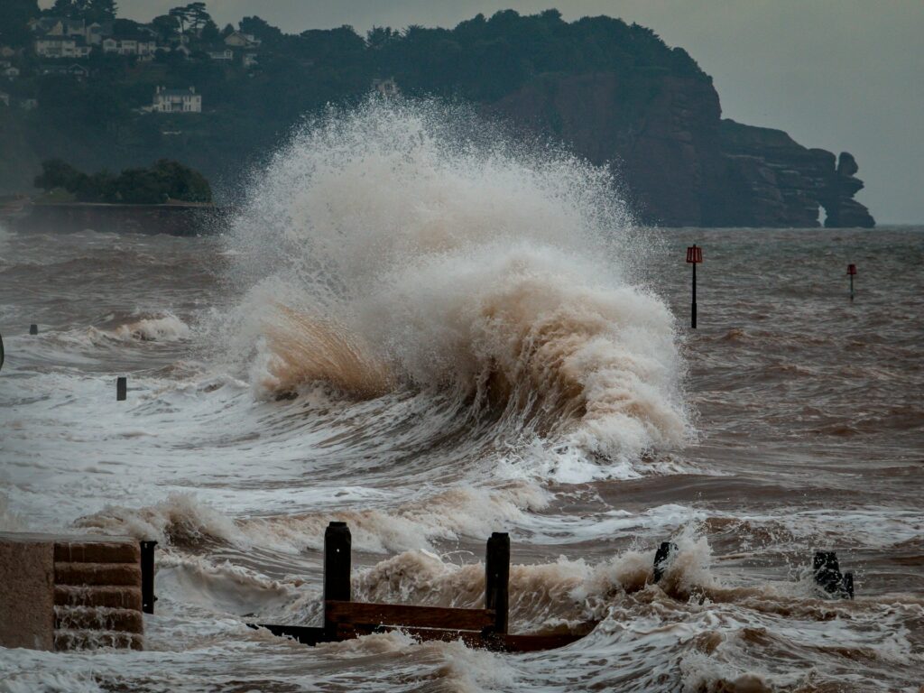 sea waves crashing on shore